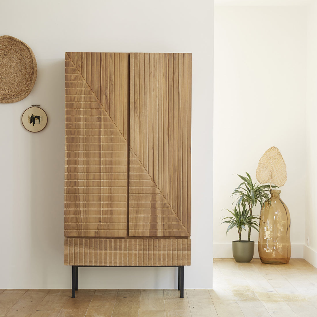 PORTLAND - Schrank aus massivem Teakholz 95 cm