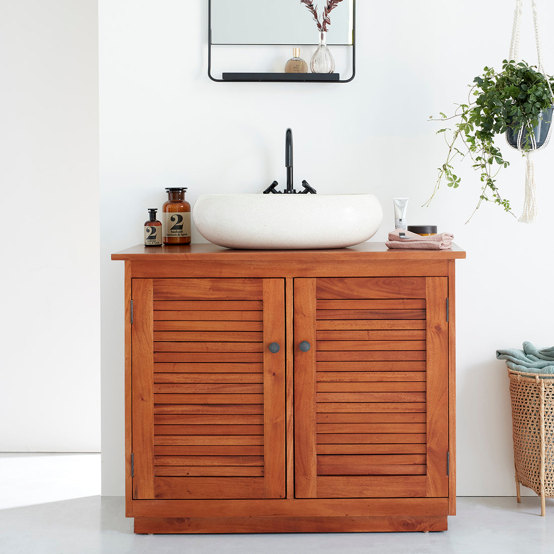 NEWPORT - Waschtischunterschrank aus massivem Mahagoni 97 cm 
