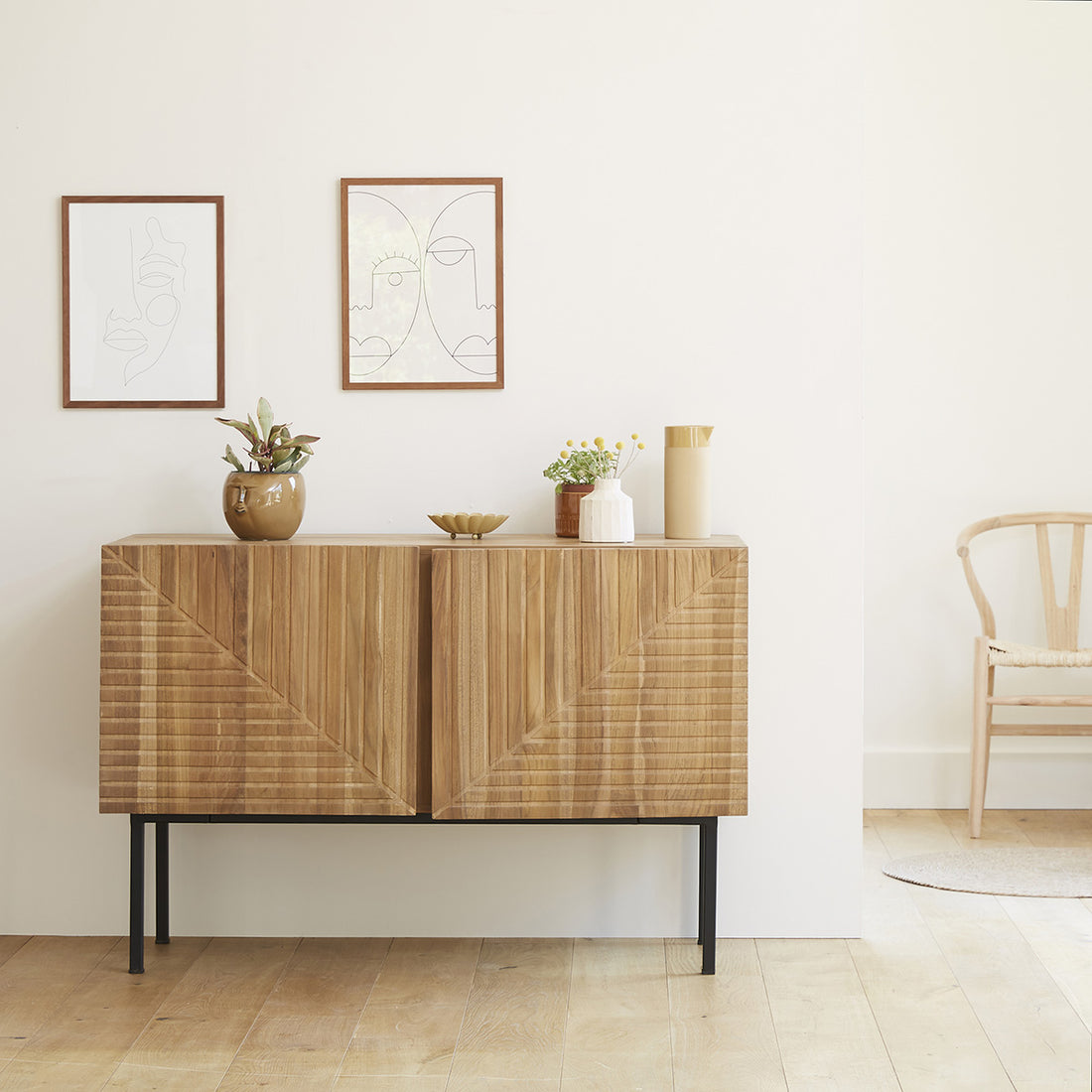PORTLAND - Buffet aus massivem Teakholz 120 cm 