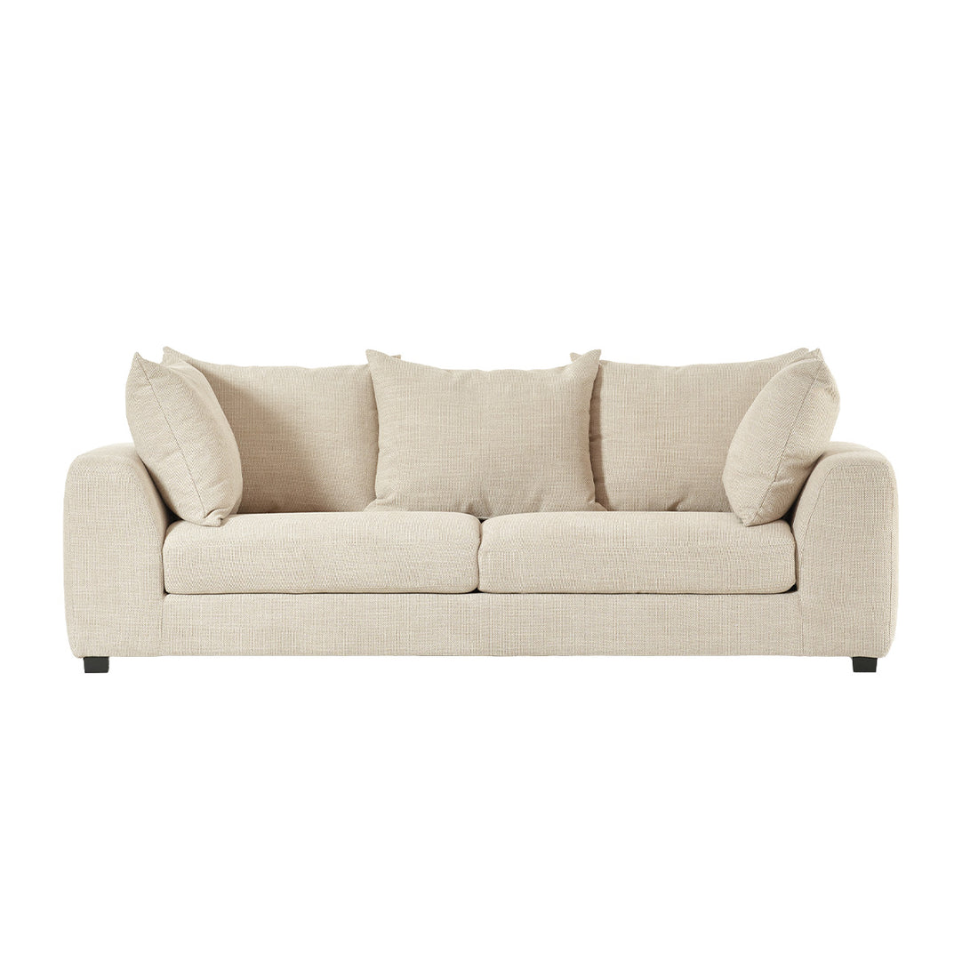 EDMOND - Gerades 4-Sitzer-Rechtssofa aus beige meliertem Strukturstoff