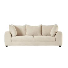 Gerades 4-Sitzer-Rechtssofa aus beige meliertem Strukturstoff