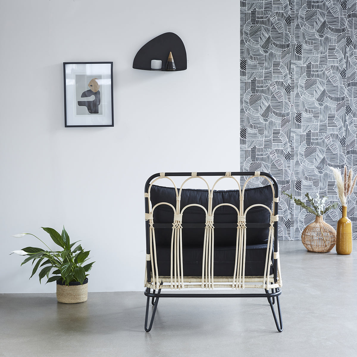 ALBANE - Fauteuil en rotin et métal