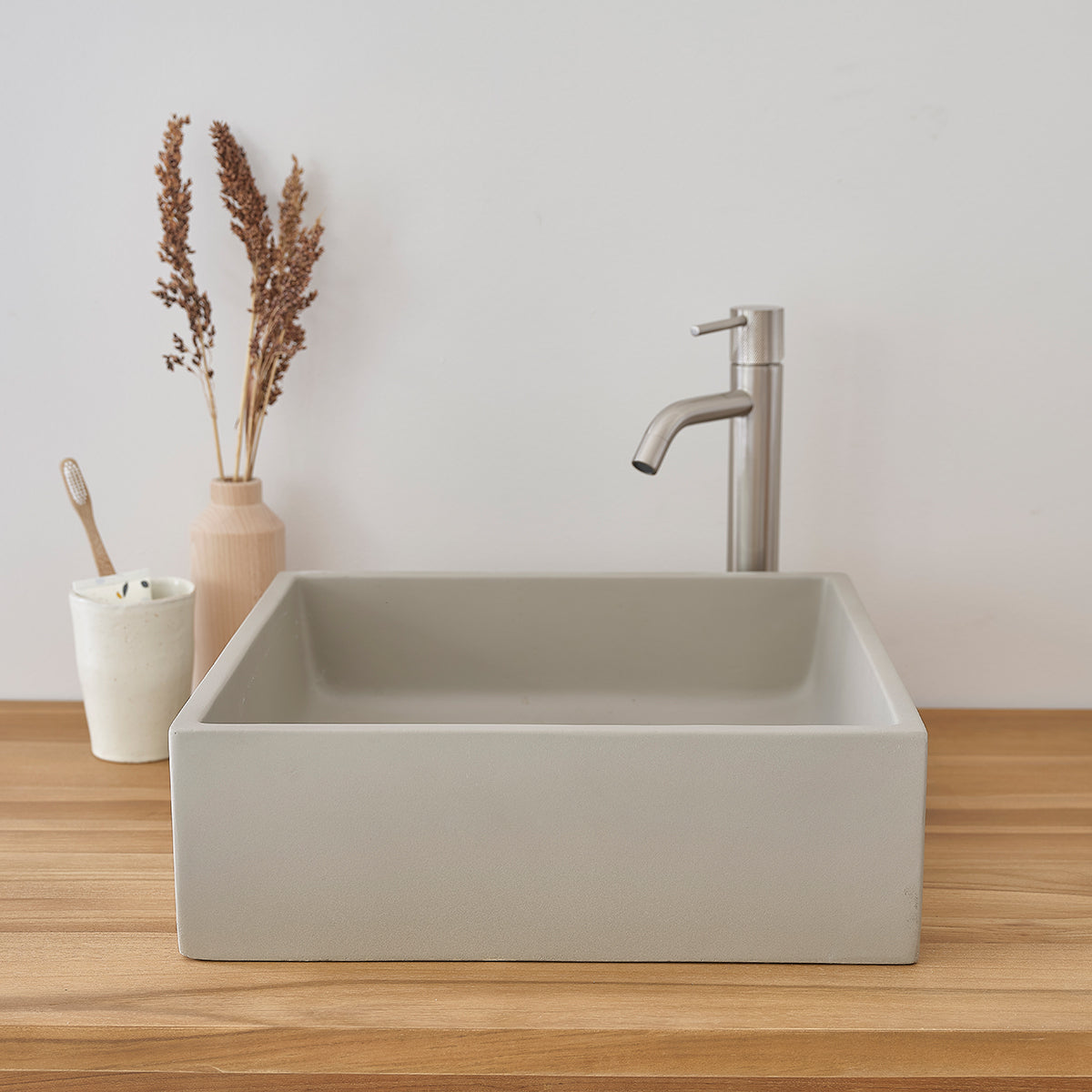 PURE - Betonbecken grau quadratisch 37 cm