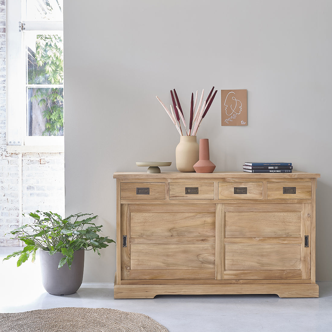 BOSTON - Buffet aus massivem Teakholz 150 cm 