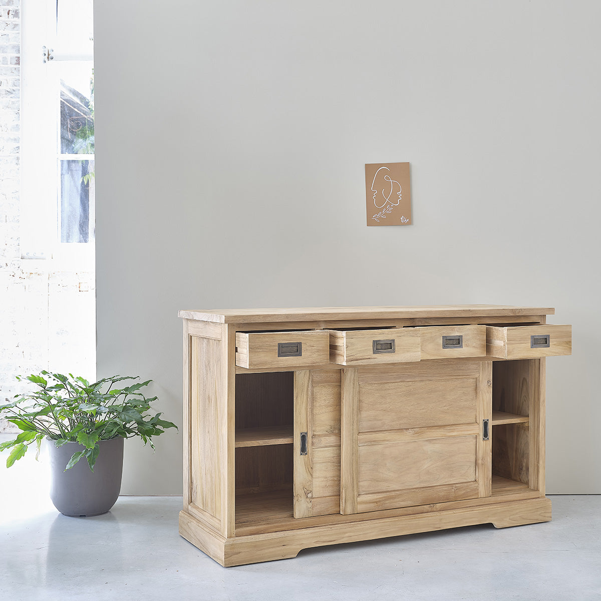 BOSTON - Buffet aus massivem Teakholz 150 cm 