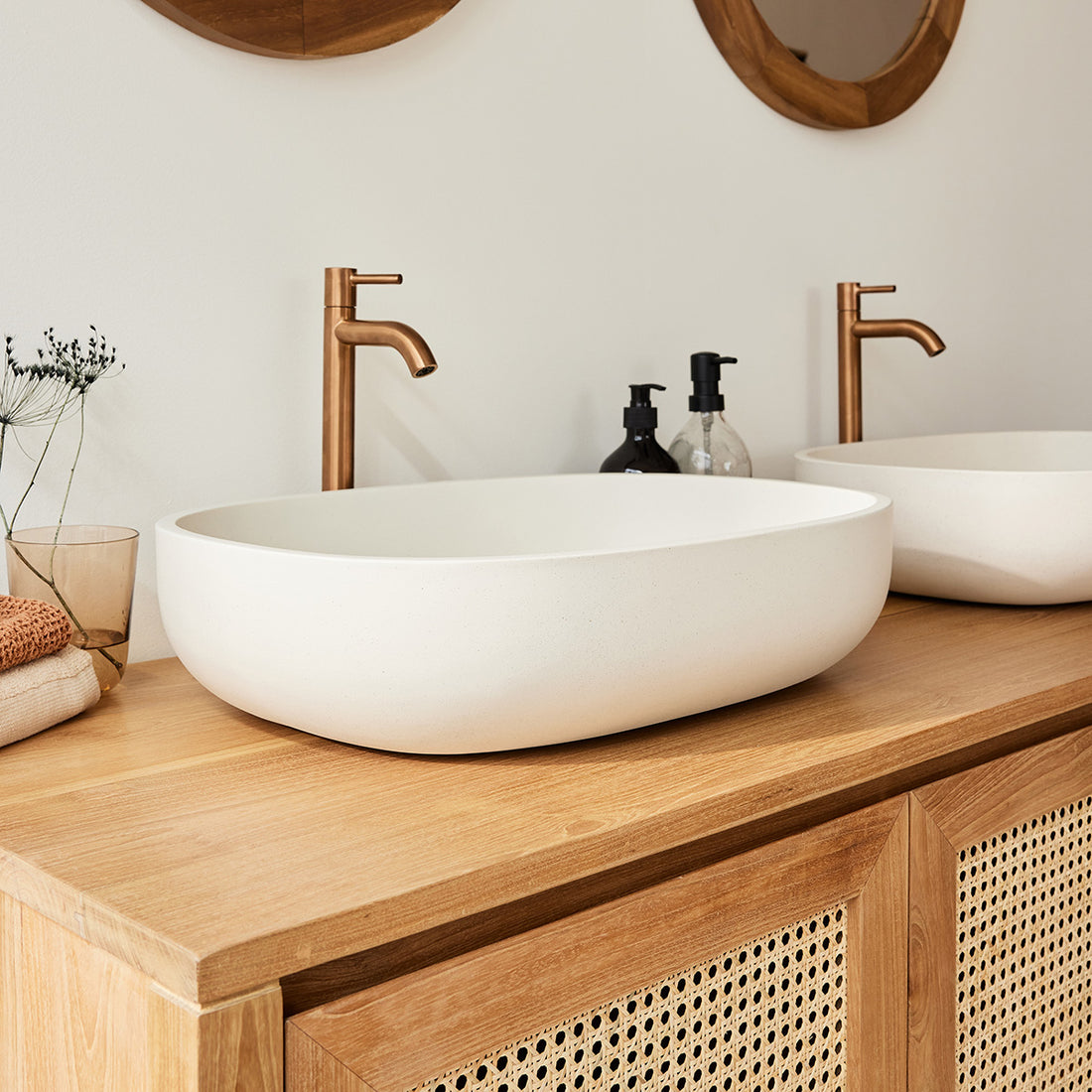 LENA - Betonbecken beige oval 50cm