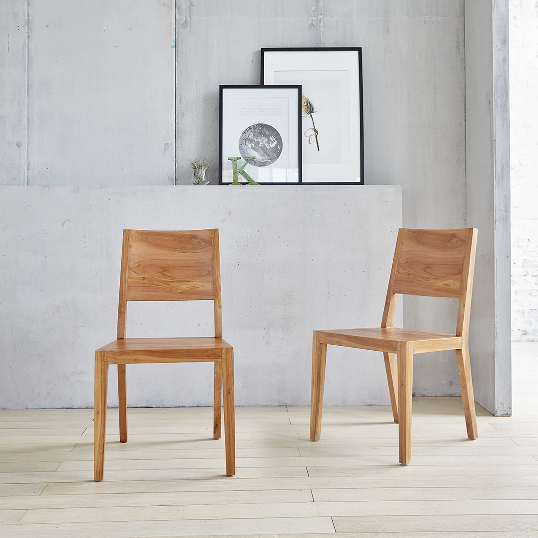 TRISTAN - Set aus 2 Stühlen aus massivem Teakholz