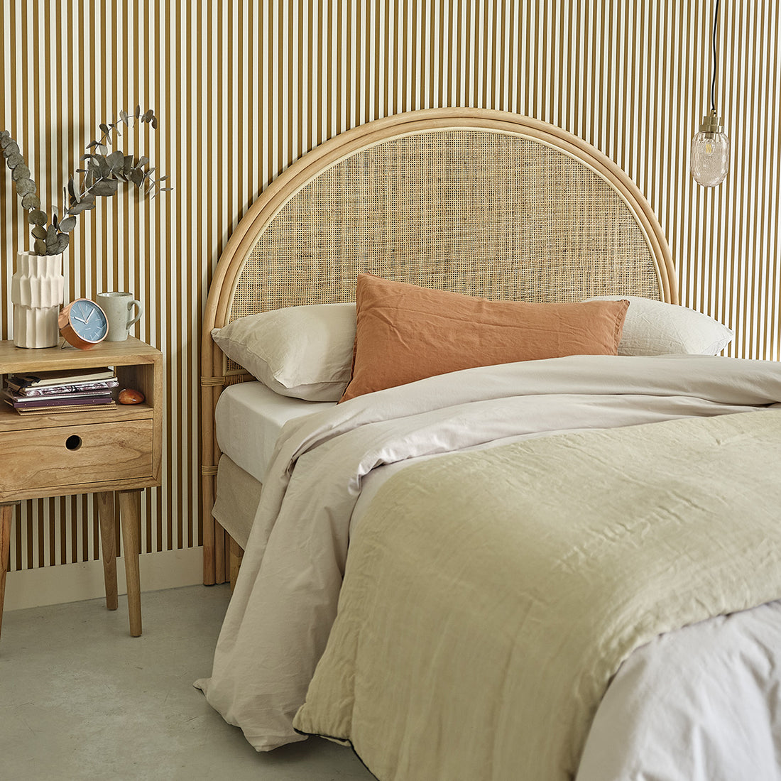 JANE - Kopfteil aus Rattan und Rohrgeflecht 140 cm 