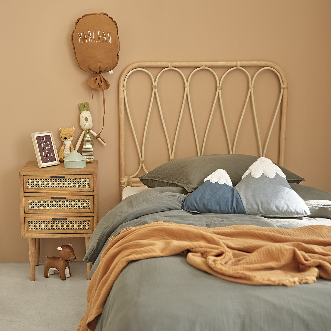BOHO - Kopfteil für Kinderbett aus Rattan 90 cm 