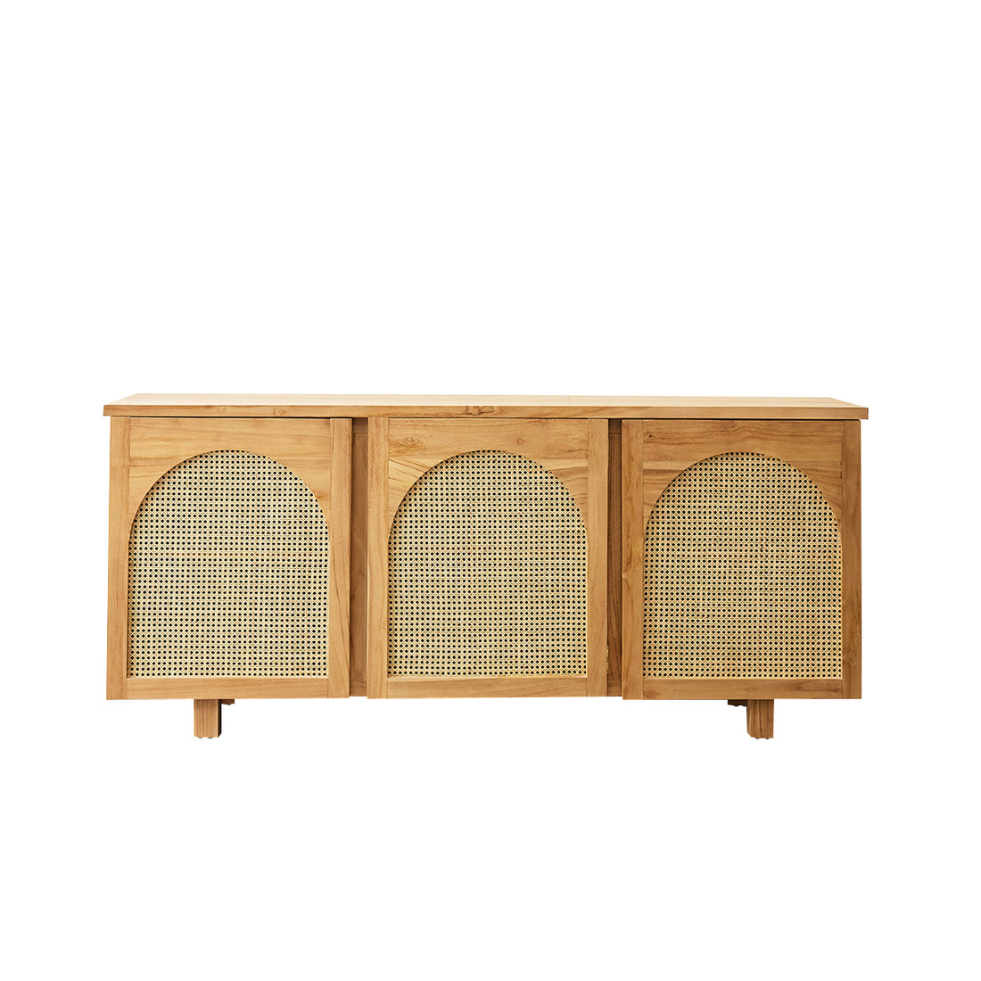 LOÉ - Buffet aus massivem Teakholz und Rohrgeflecht 183 cm