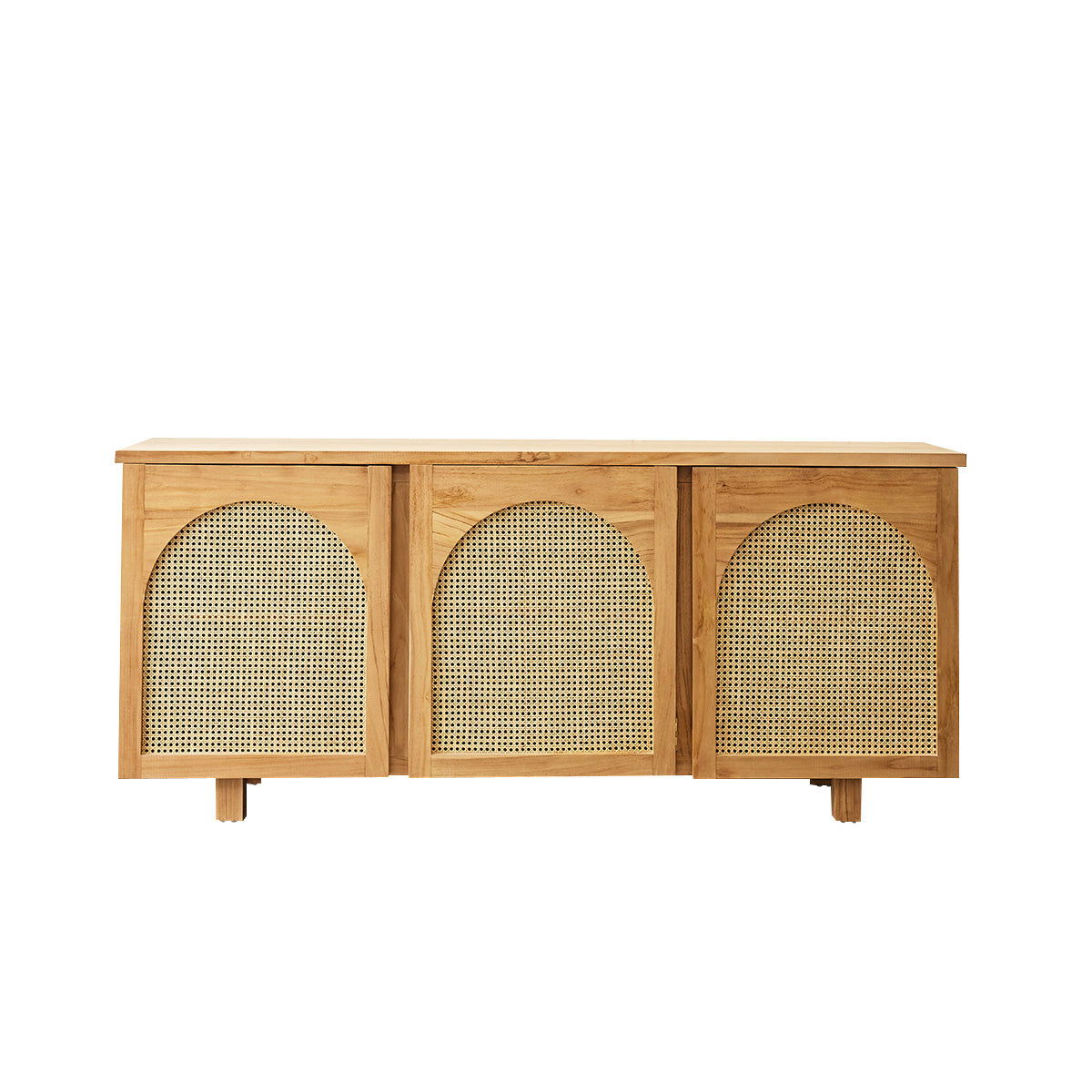 LOÉ - Buffet aus massivem Teakholz und Rohrgeflecht 183 cm