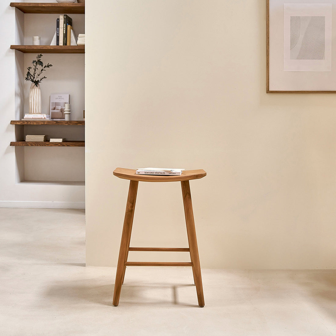 AMBRE - Barhocker aus massivem Teakholz 65 cm