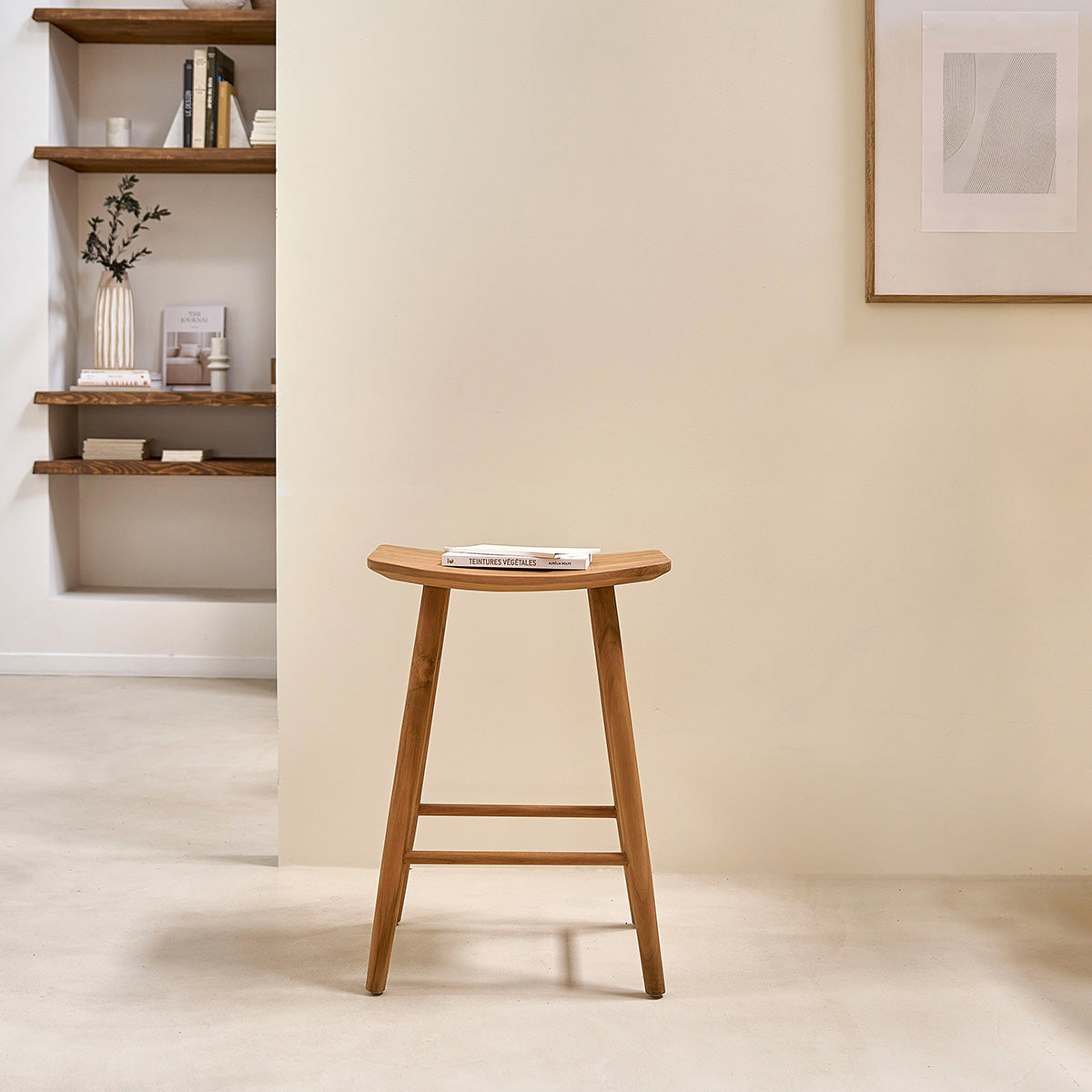 AMBRE - Hocker aus massivem Teakholz 65 cm