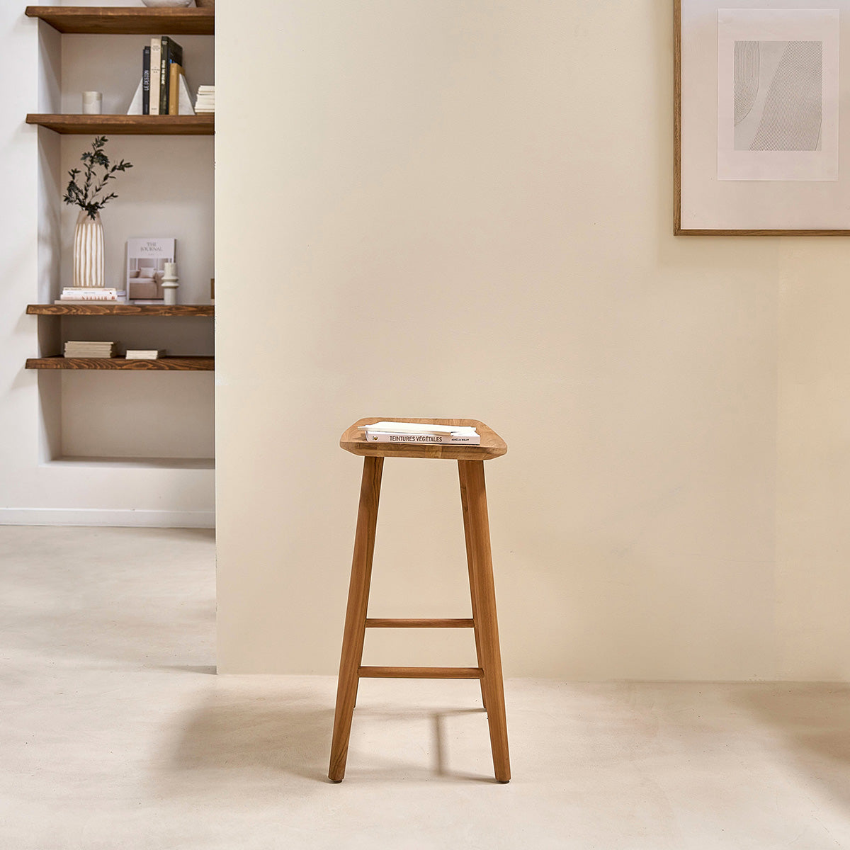 AMBRE - Hocker aus massivem Teakholz 65 cm