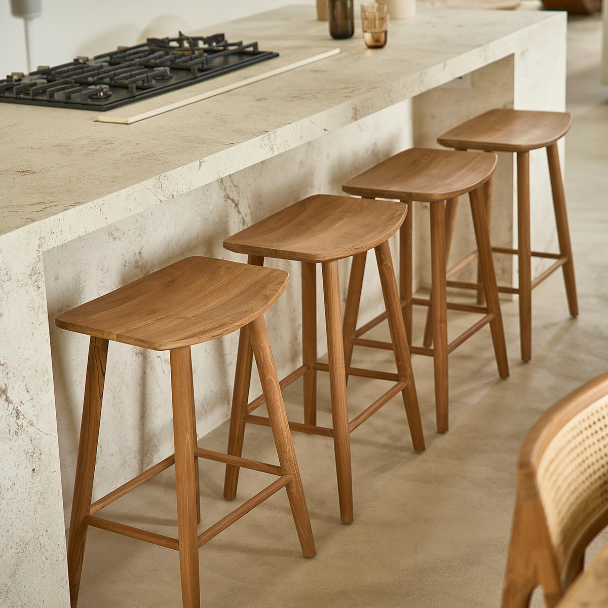 AMBRE - Hocker aus massivem Teakholz 65 cm