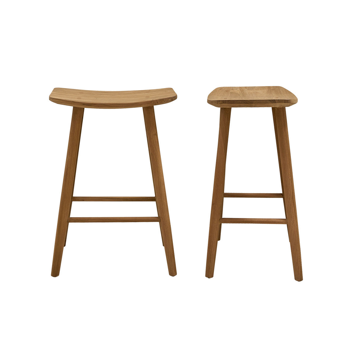 AMBRE - Set aus 2 Barhockern aus massivem Teakholz 65 cm