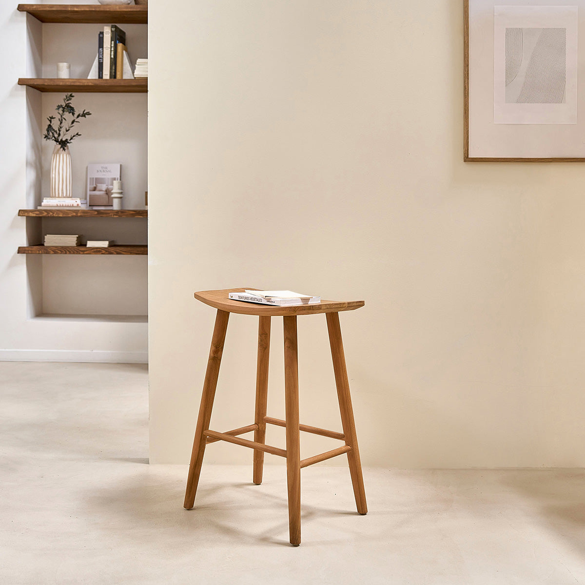 AMBRE - Set aus 2 Barhockern aus massivem Teakholz 65 cm