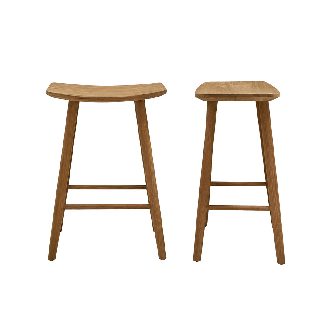 AMBRE - 2er-Set Hocker aus massivem Teakholz 65 cm