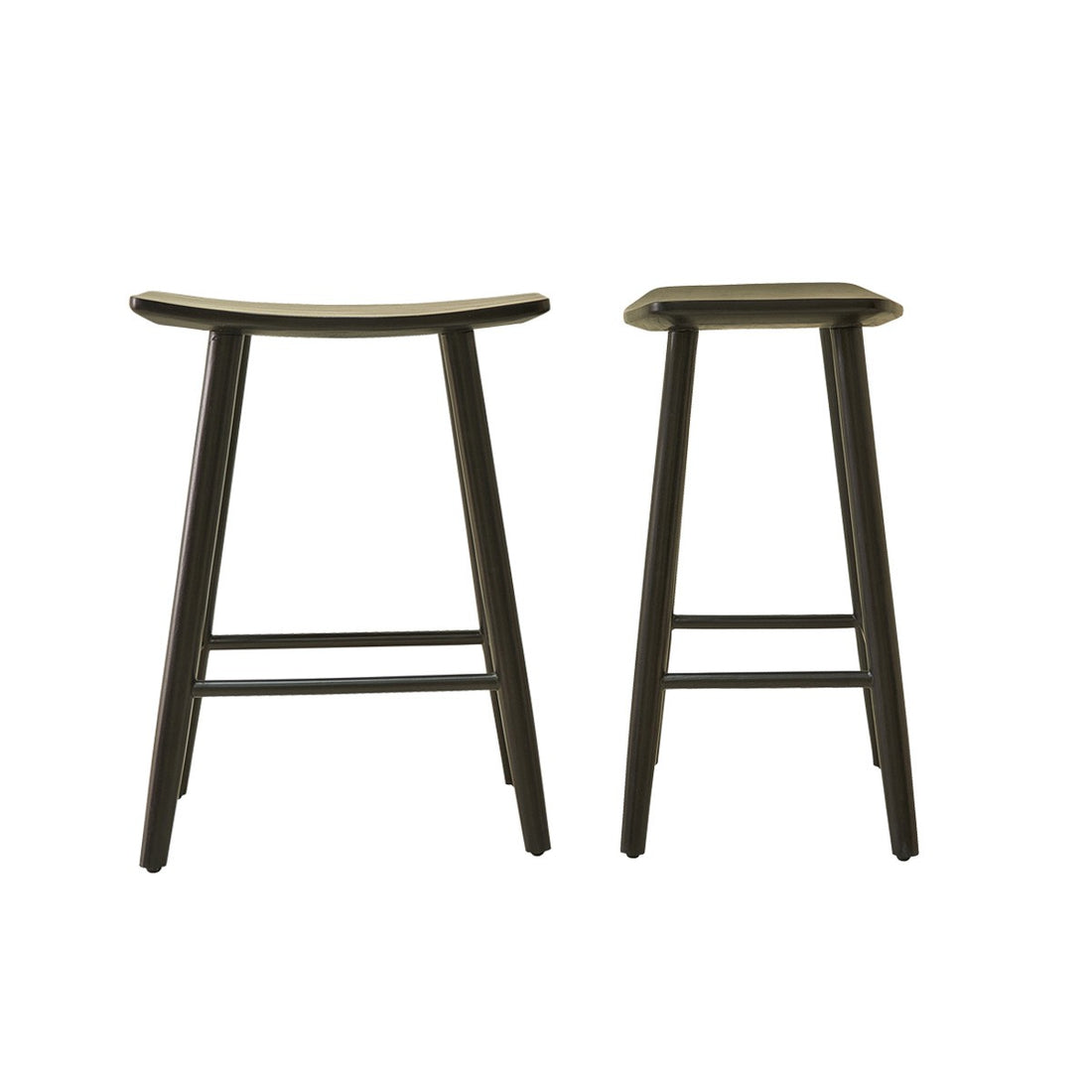 AMBRE - Set aus 2 Hockern aus massivem Teakholz schwarz 65 cm