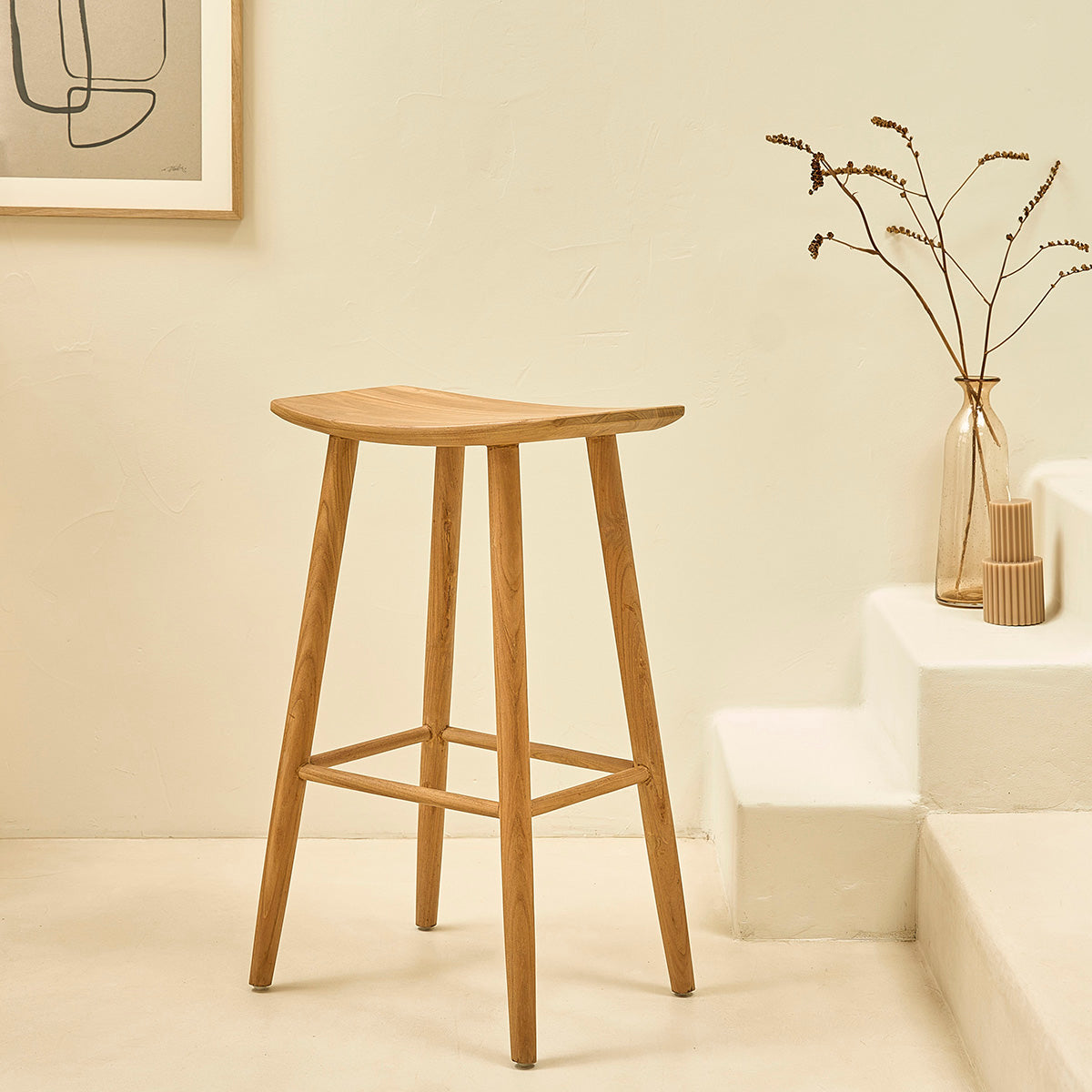 AMBRE - Hocker aus massivem Teakholz 75 cm