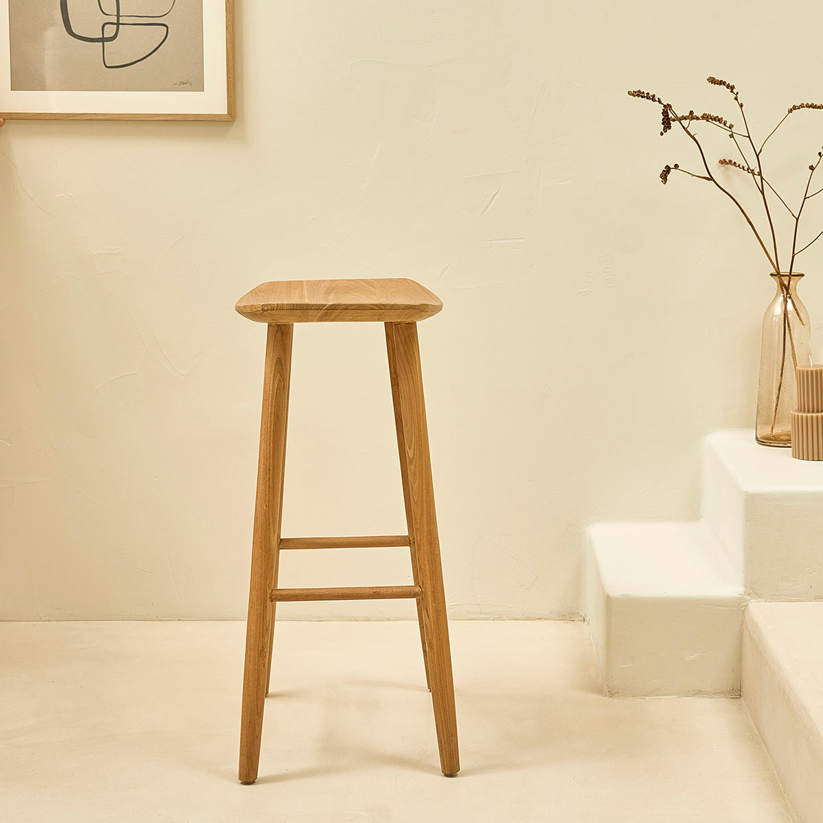AMBRE - Hocker aus massivem Teakholz 75 cm