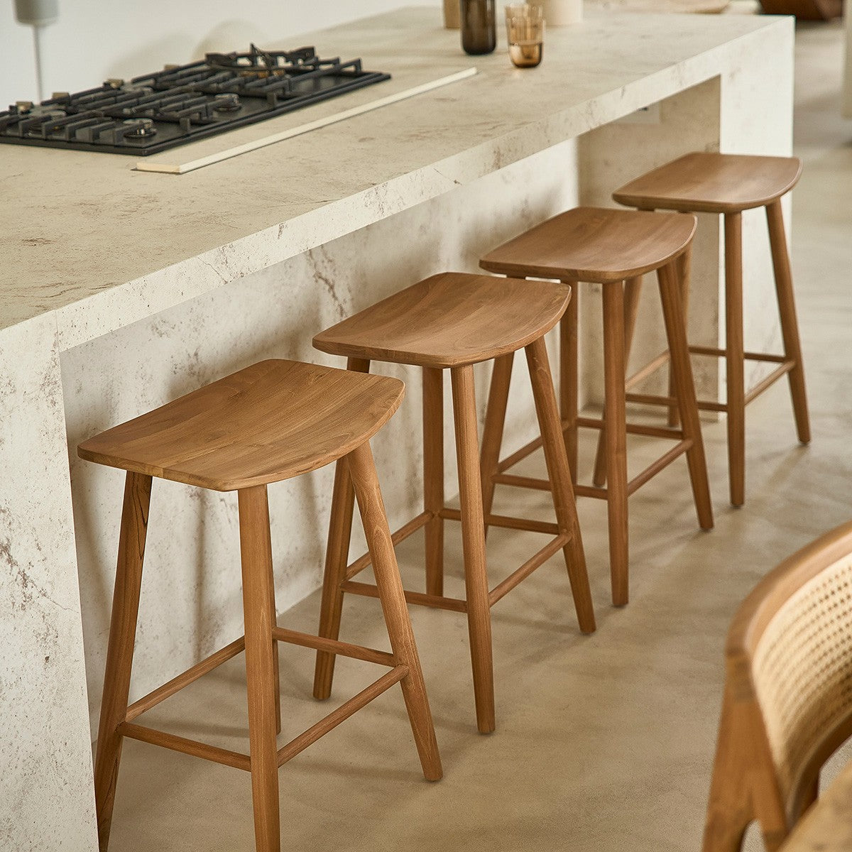 AMBRE - Hocker aus massivem Teakholz 75 cm