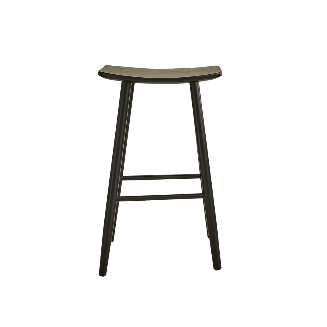 AMBRE - Barhocker aus massivem Teakholz schwarz 75 cm