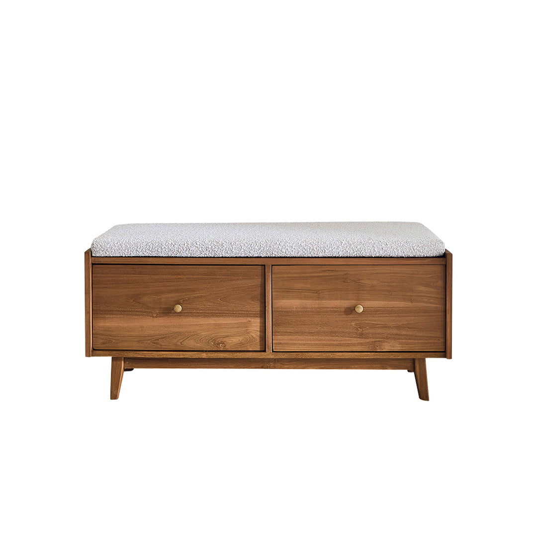 SERENE - Bank aus massivem Teakholz und Bouclé-Stoff 120 cm 