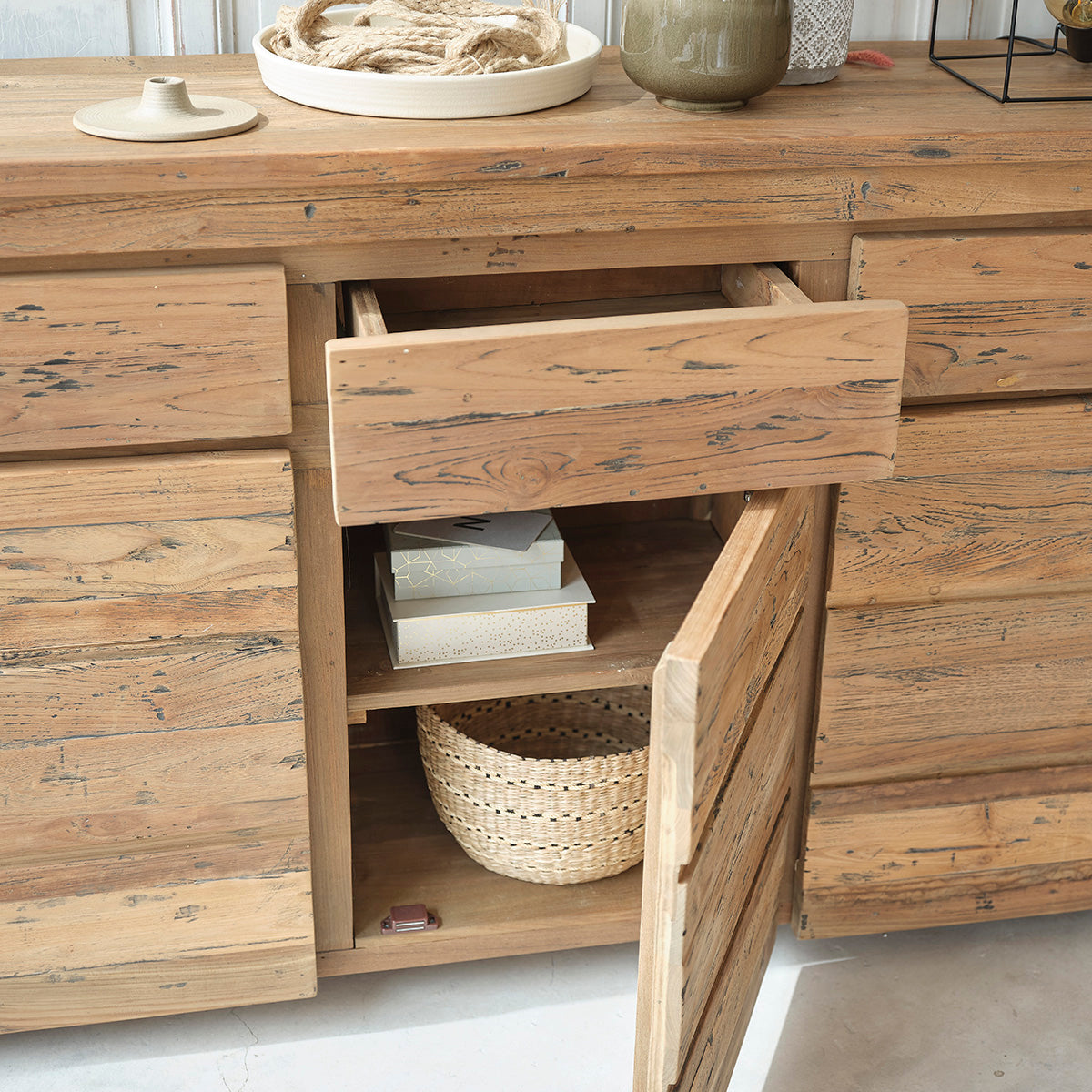 CARGO - Buffet aus massivem recyceltem Teakholz 160 cm