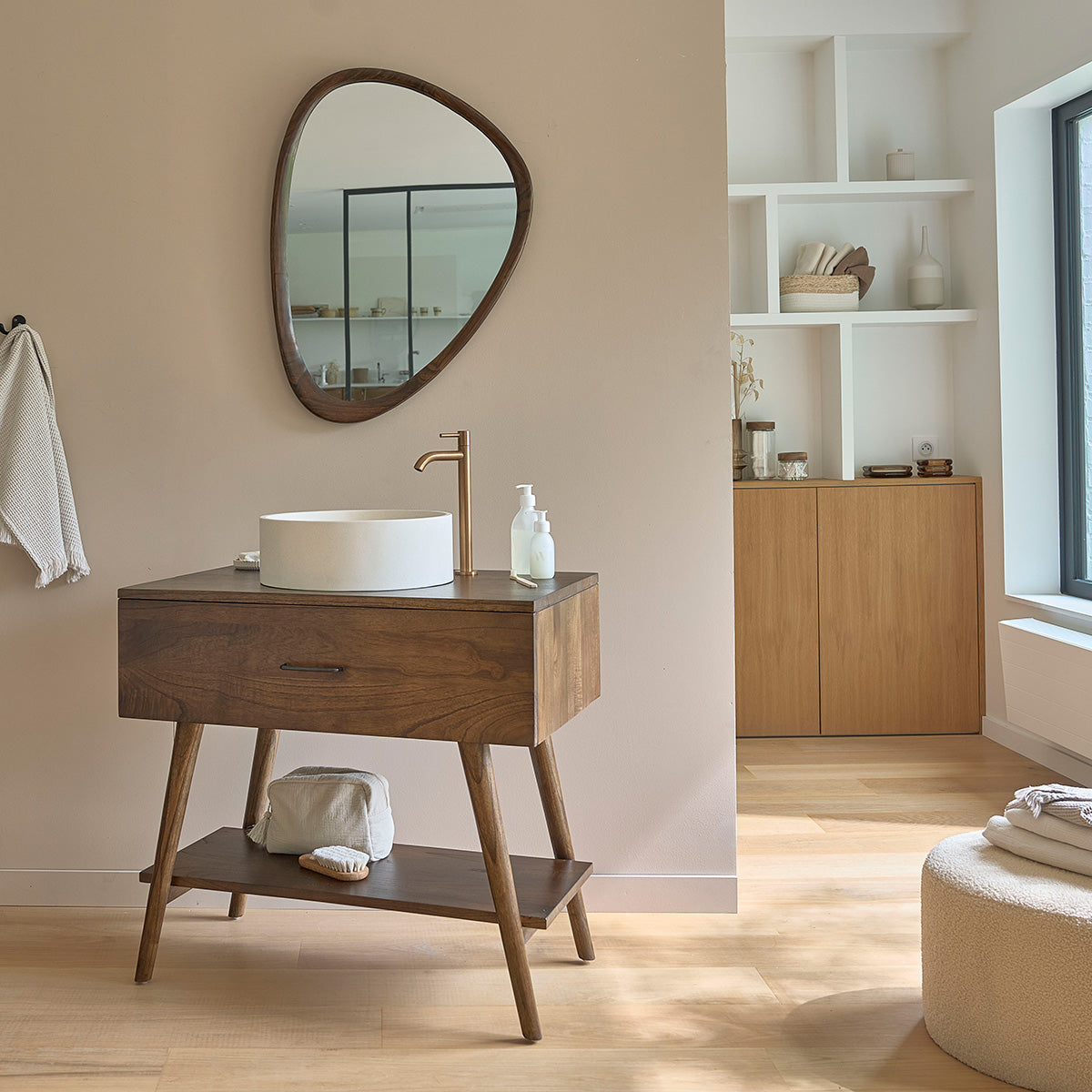 CALIXTE - Meuble de salle de bain en mindi massif 80 cm