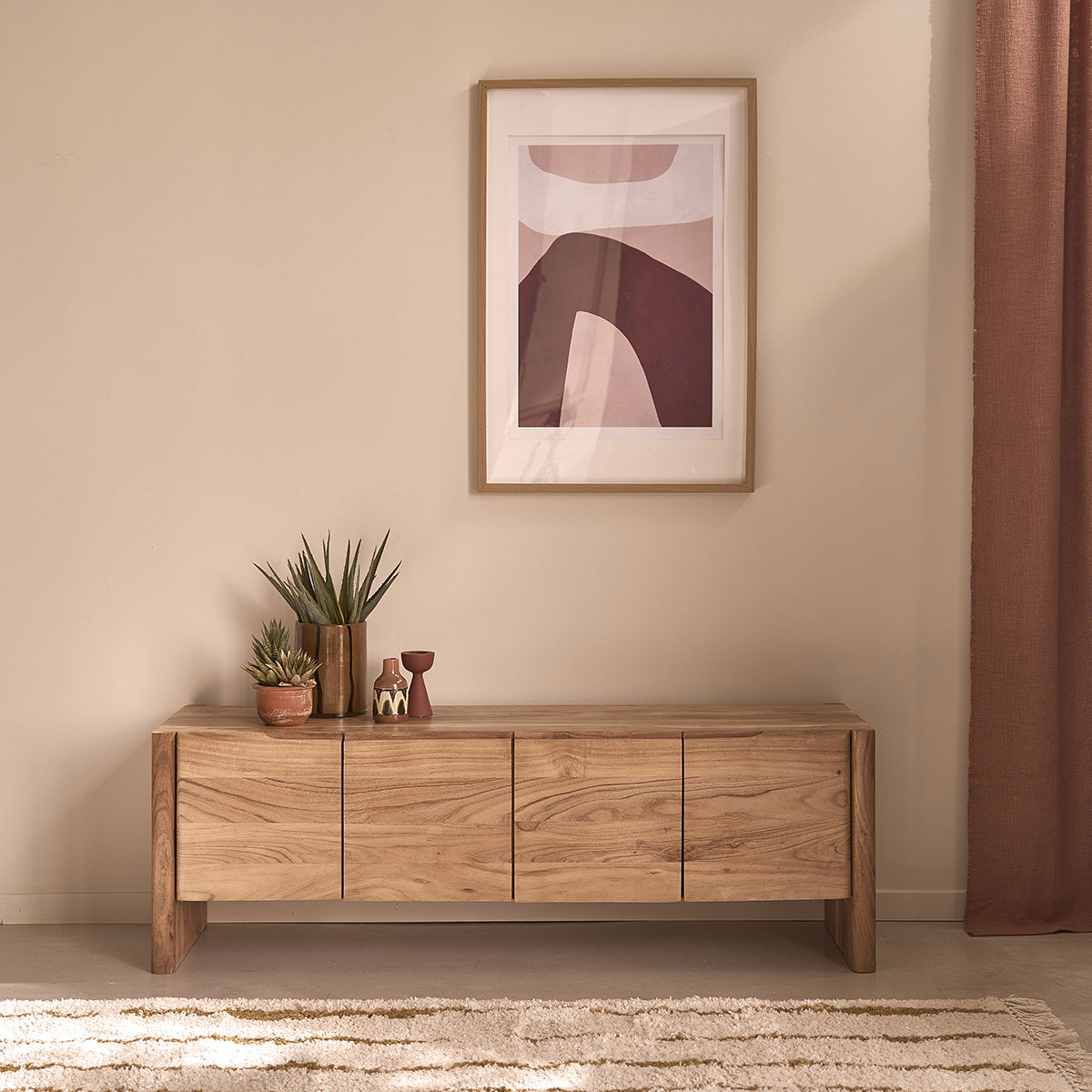 CALI - TV-Möbel aus massivem Akazienholz, 150 cm