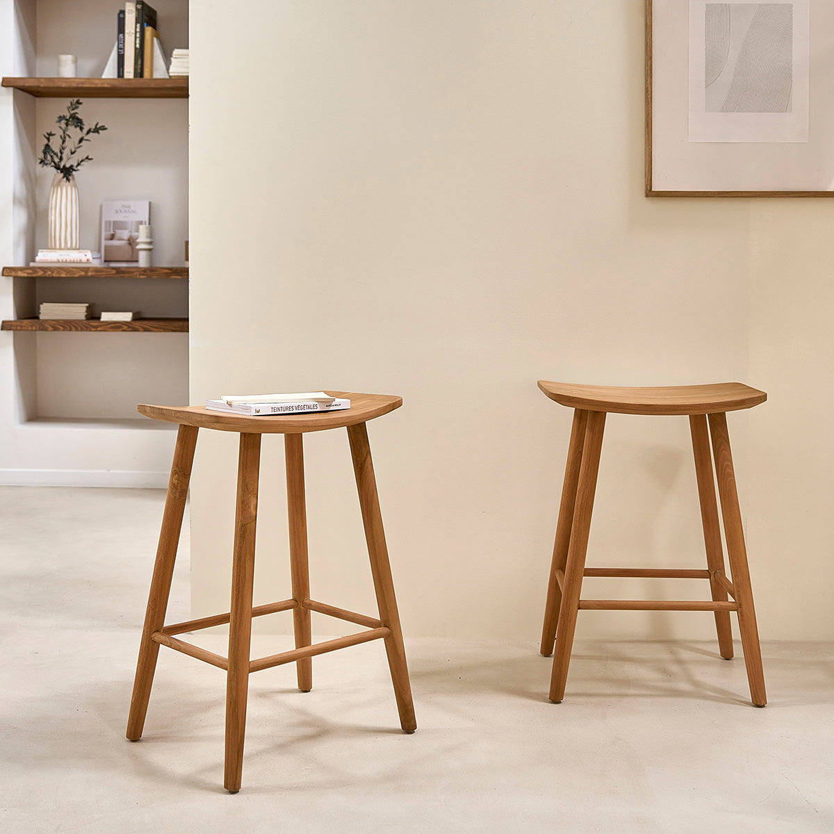 AMBRE - Hocker aus massivem Teakholz 65 cm