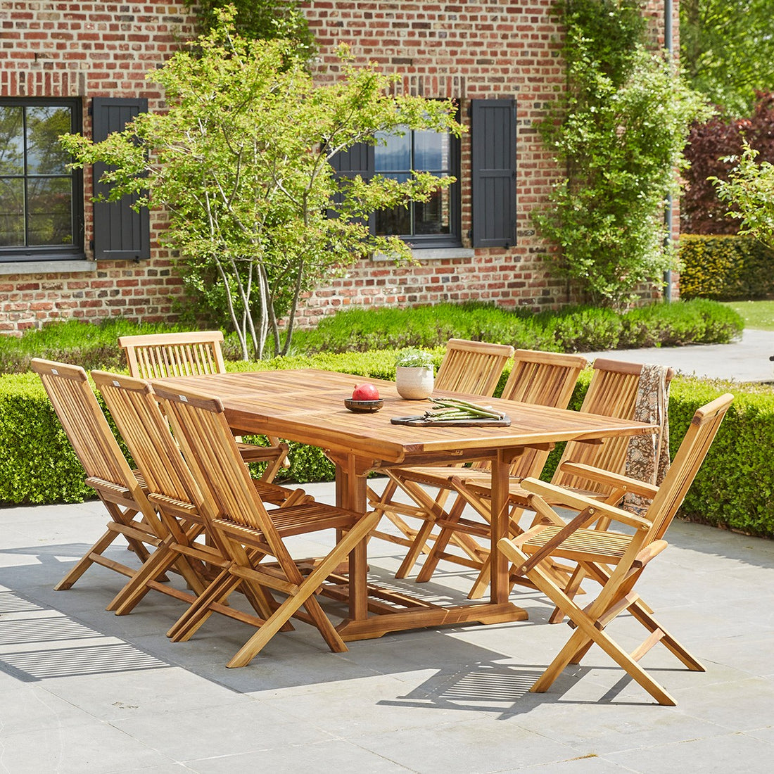 BALI - Ausziehbare Gartenmöbel massives Teakholz 8/10 Personen