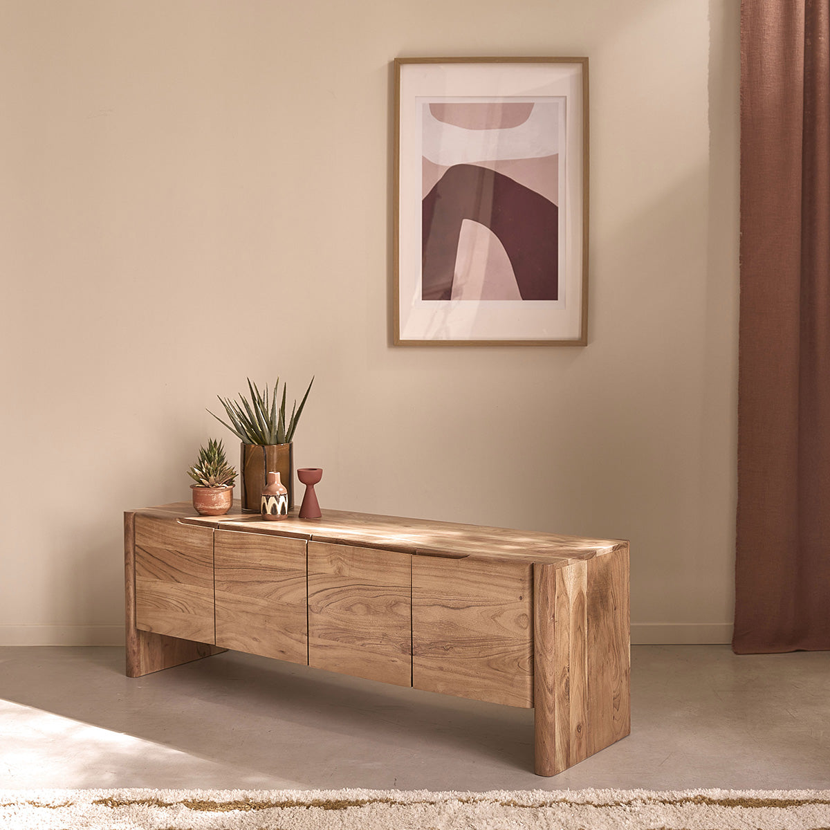 CALI - TV-Möbel aus massivem Akazienholz, 150 cm
