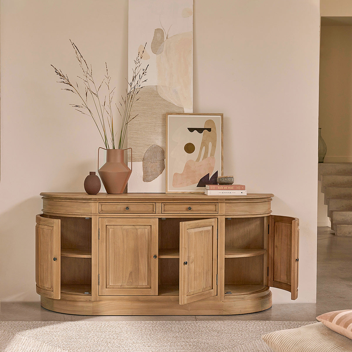 ADAM - Rundes Buffet aus massivem Teakholz 180 cm