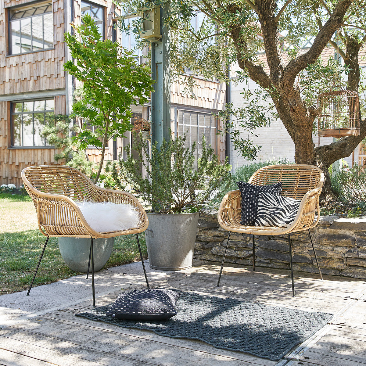 BOHEMA - Lot de 2 fauteuils en rotin et métal