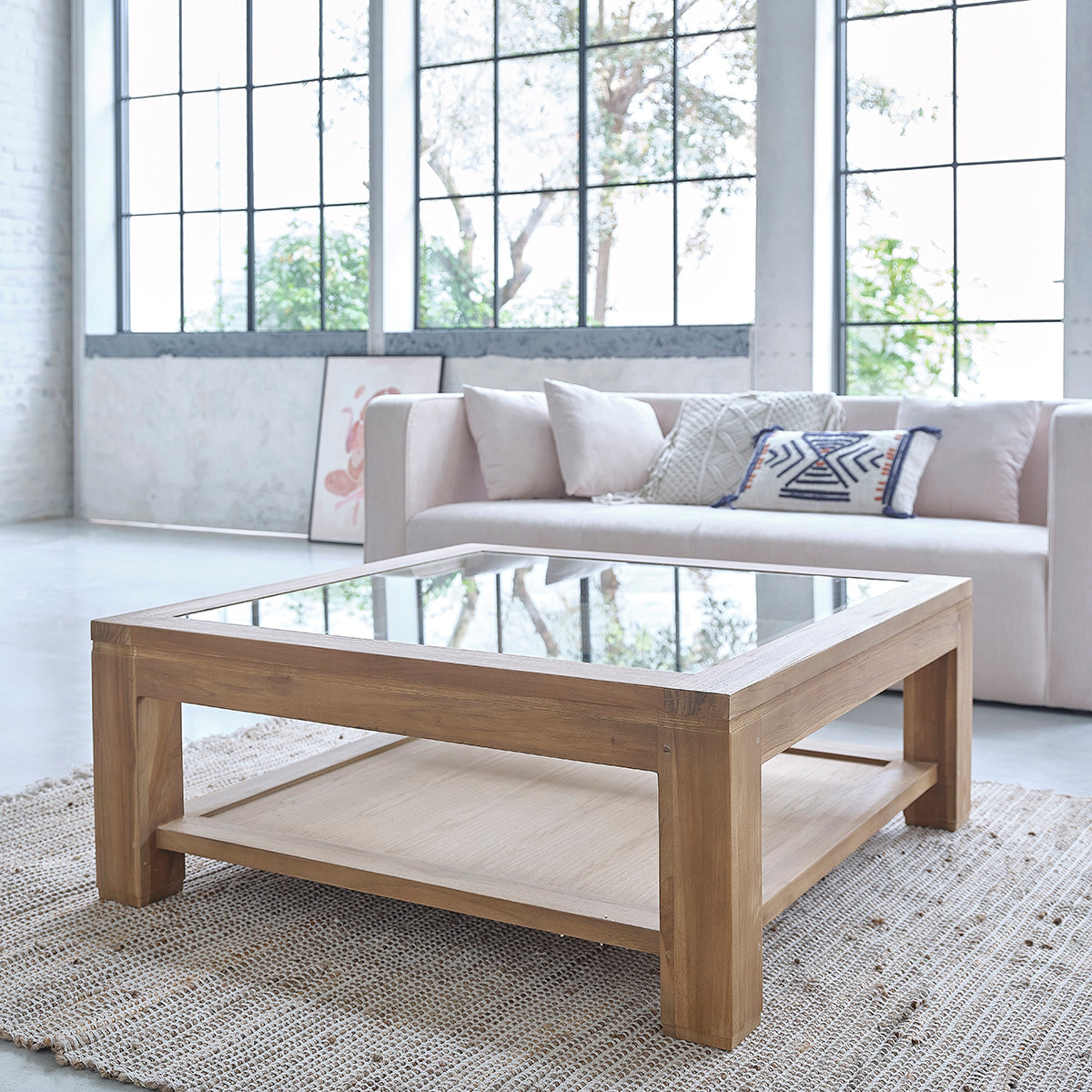 BOSTON - Couchtisch aus massivem Teakholz 100 cm