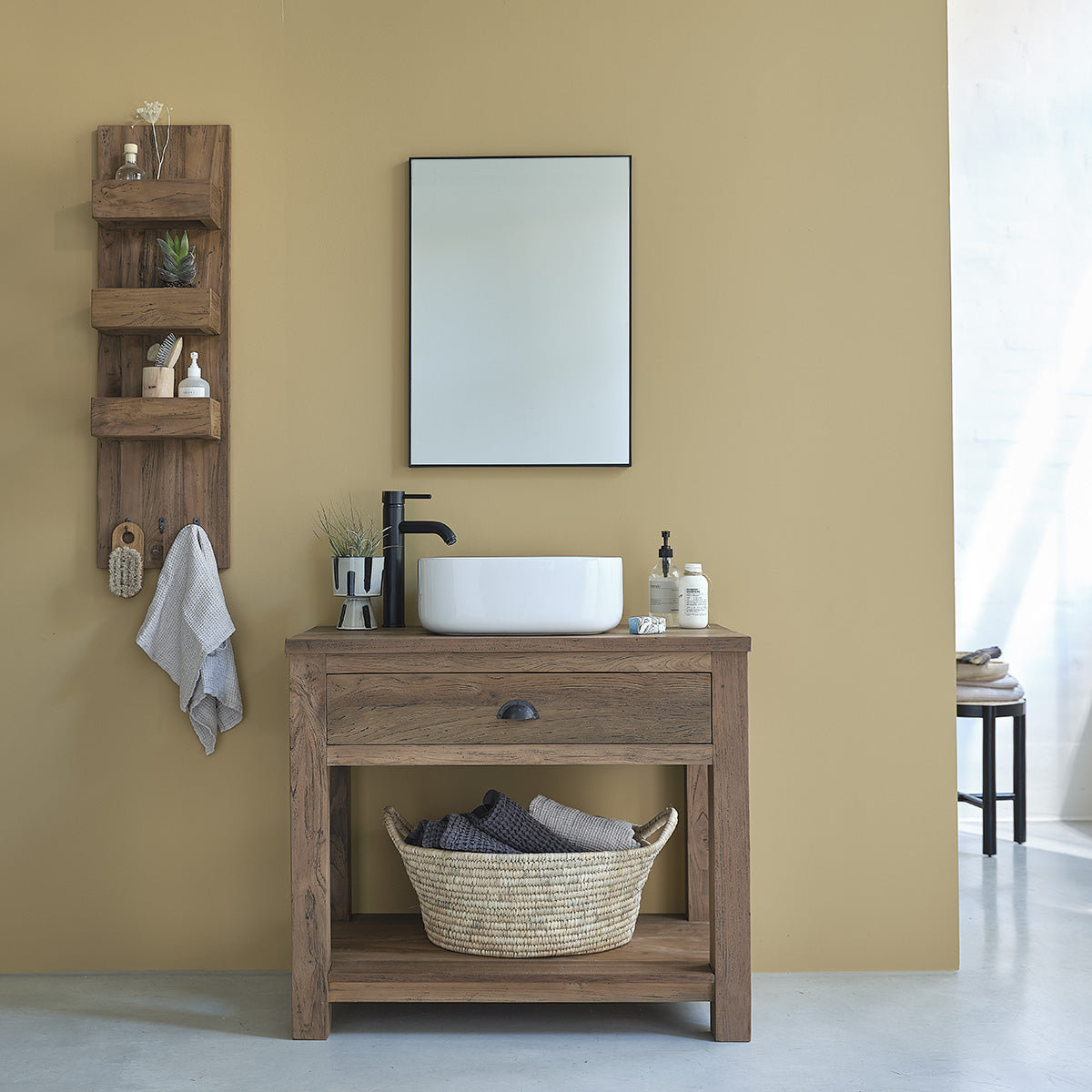 AUSTIN - Waschtischunterschrank aus recyceltem Teakholz 90 cm