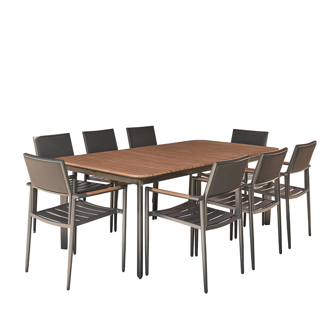 SIENA - Salon de jardin en teck massif et aluminium 6/8 pers.