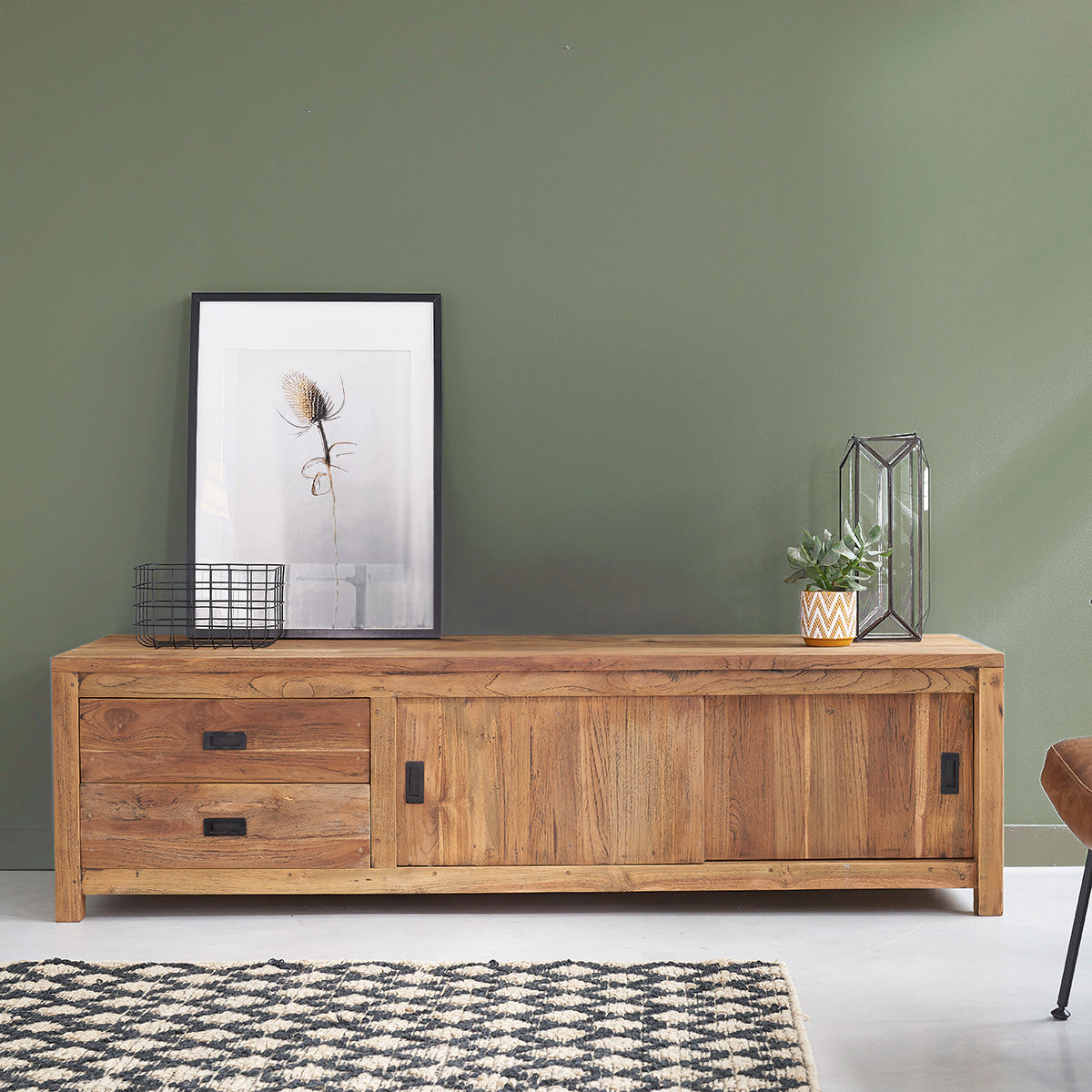 CARGO - TV-Möbel aus massivem recyceltem Teakholz 180 cm