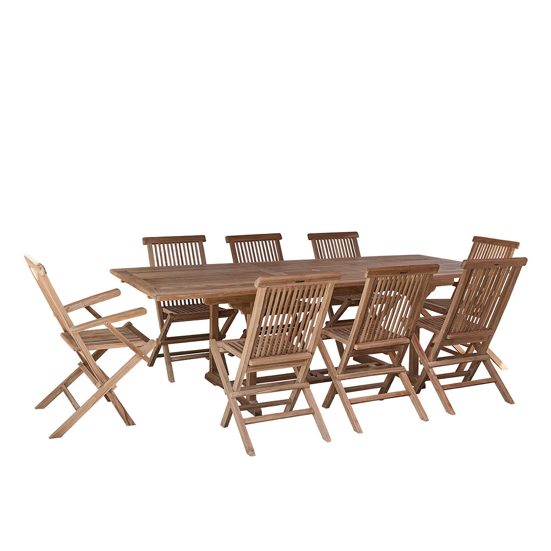 MALTE - Ausziehbare Gartenmöbel  massives Teakholz 8/10 Sitzplätze