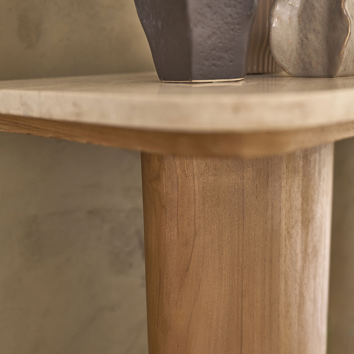 CALMA - Konsole aus massivem Teakholz und Marmor 120 cm