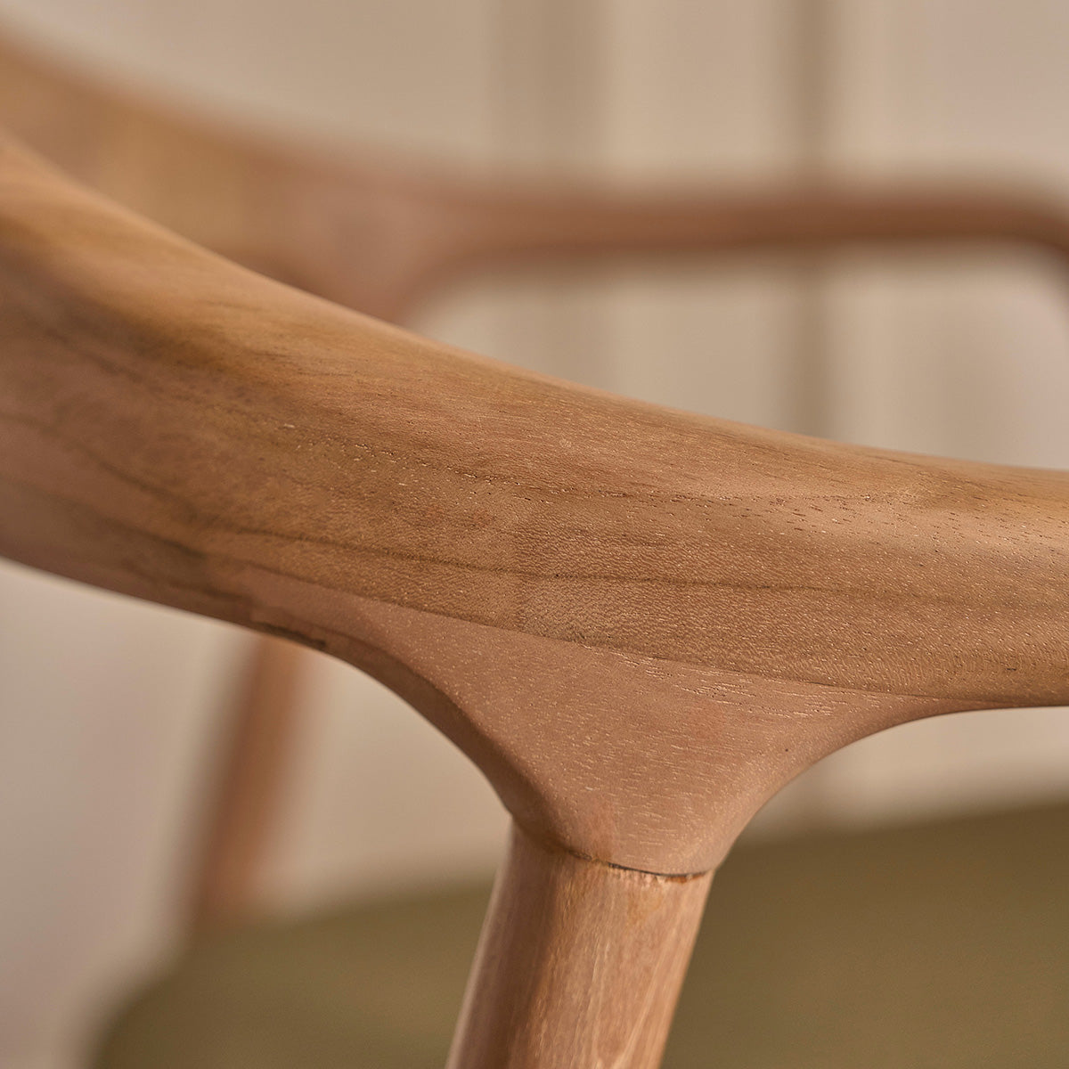 AMBRE - Set aus 2 Stühlen aus massivem Teakholz Cord-Sitzfläche Khaki