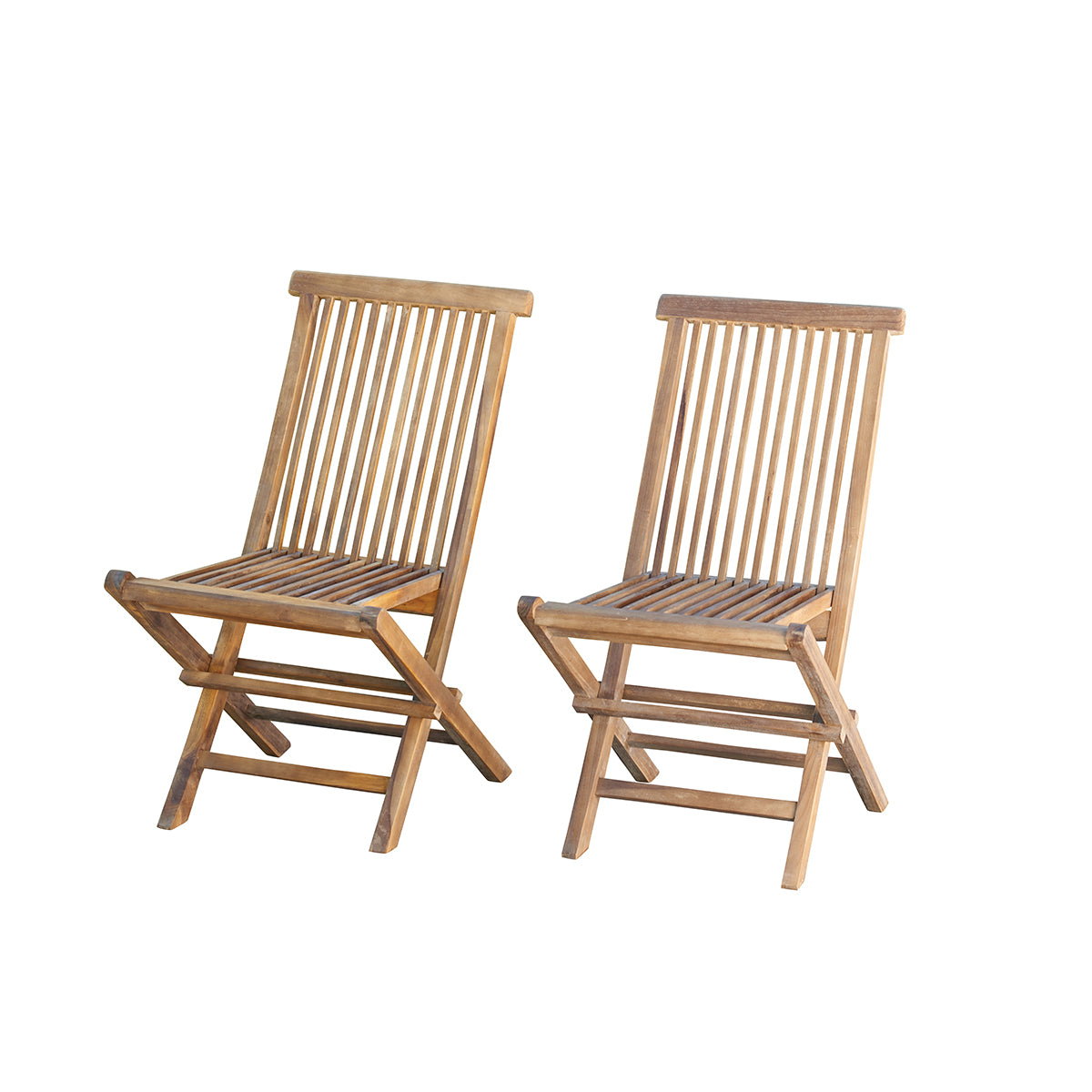 BALI - Chaise de jardin en teck huilé massif pliante (lot de 2)