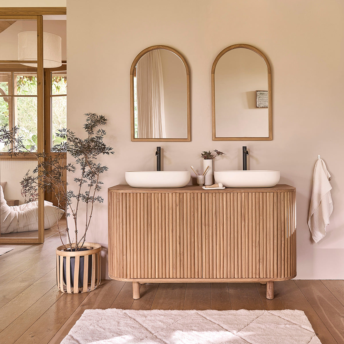 COLINE - Spiegel aus massivem Teakholz 80x50 cm