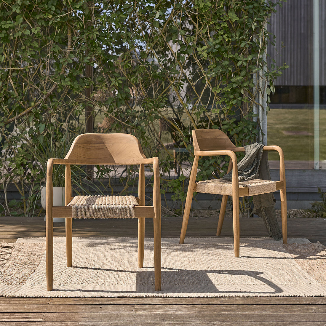 ALIZÉ - Gartenstuhl aus massivem Teakholz und Tauwerk (Satz von 2)