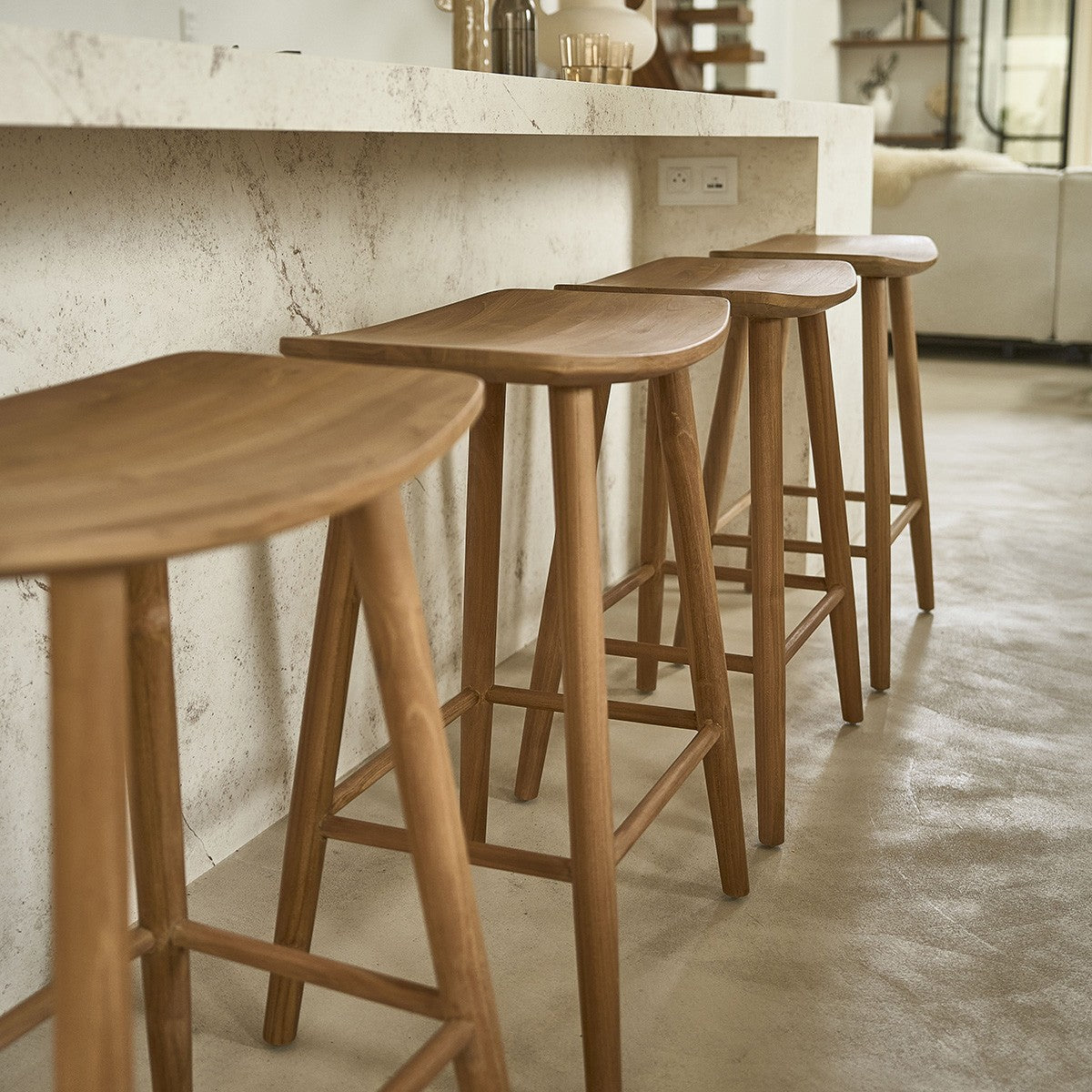 AMBRE - Barhocker aus massivem Teakholz 75 cm