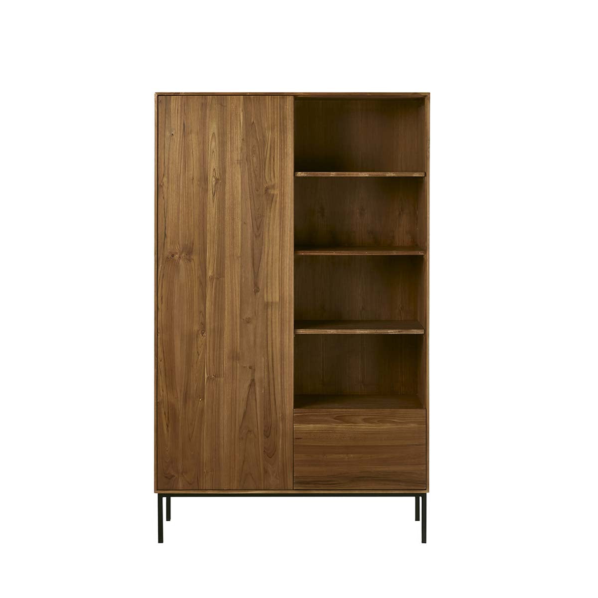 LINA - Schrank aus massivem Teakholz und Metall 110 cm