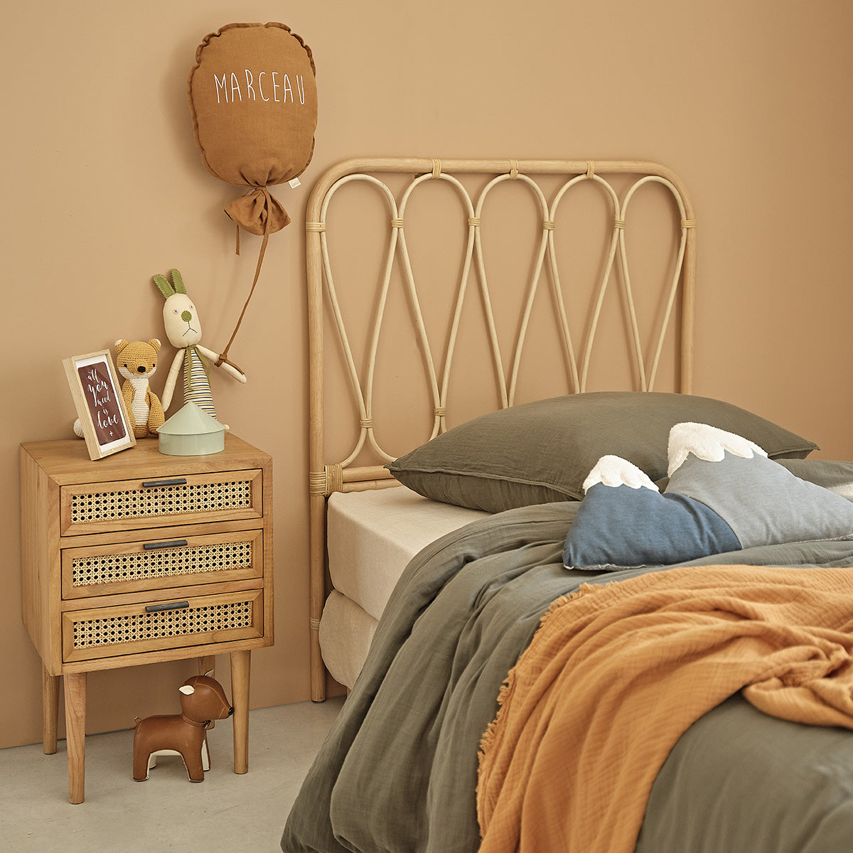 BOHO - Kopfteil für Kinderbett aus Rattan 90 cm