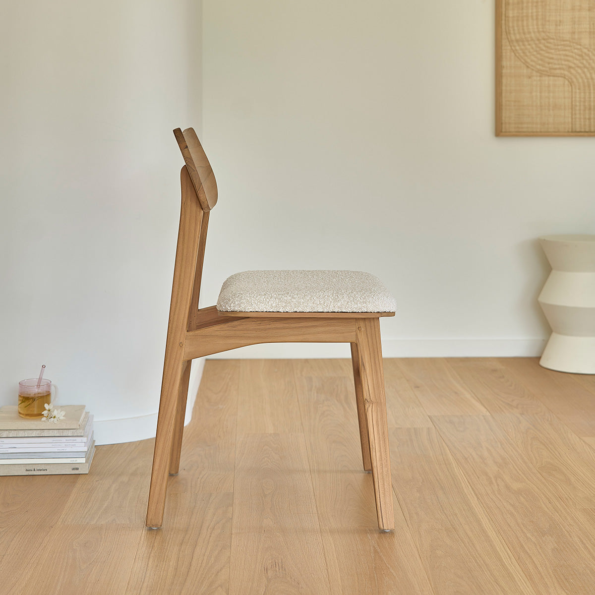 ADELE - Lot de 2 chaises en teck massif assise bouclette